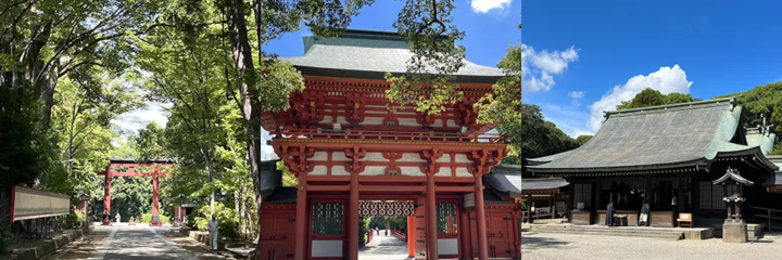 三の鳥居から楼門、本殿へと続く参道の景観を捉えた武蔵一宮氷川神社の全体構図